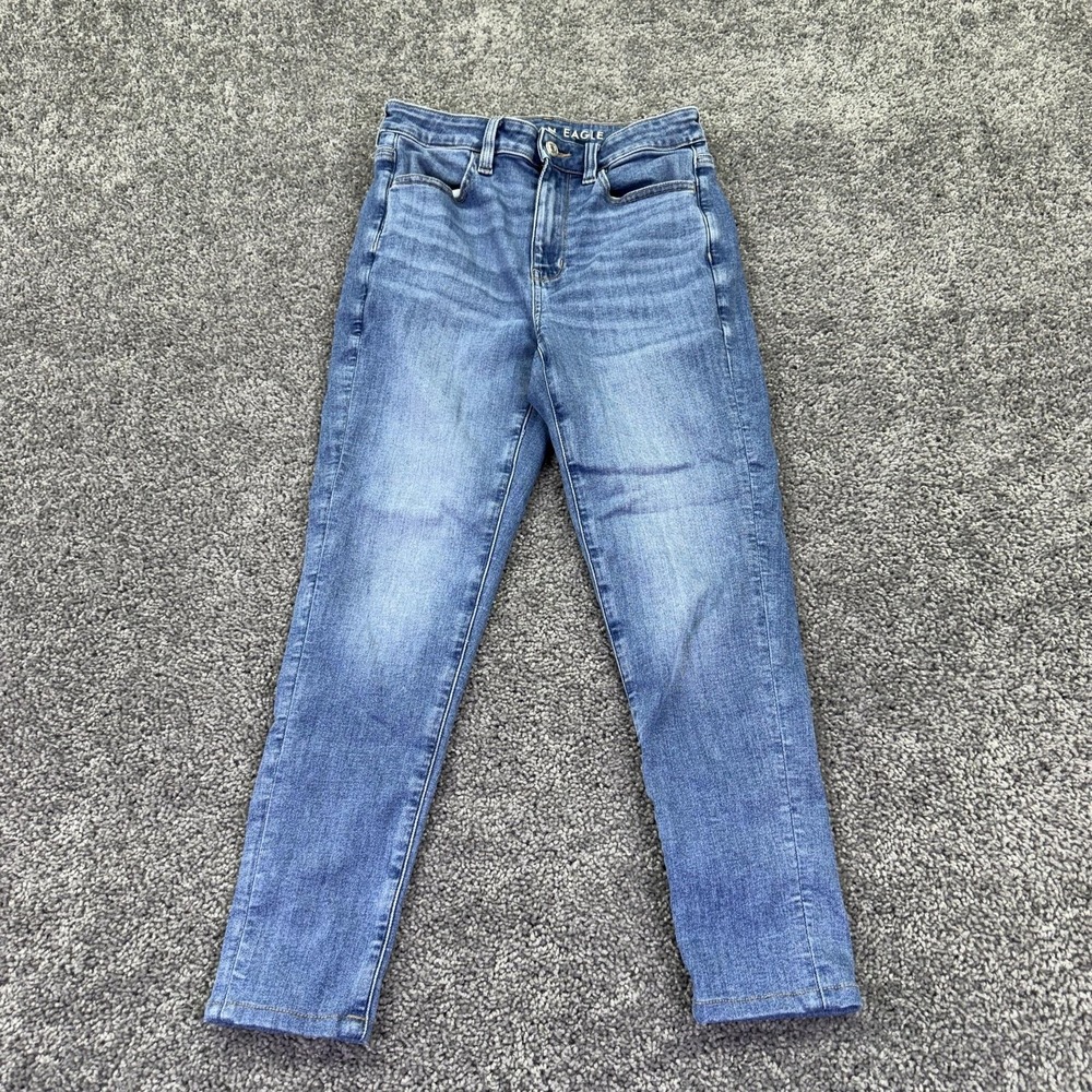 American Eagle Super High Rise Jegging Jeans Womens 4 Short Blue Stretch Denim
